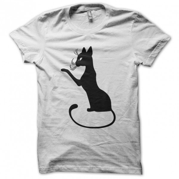 Tee shirt Chat qui lève la patte blanc
