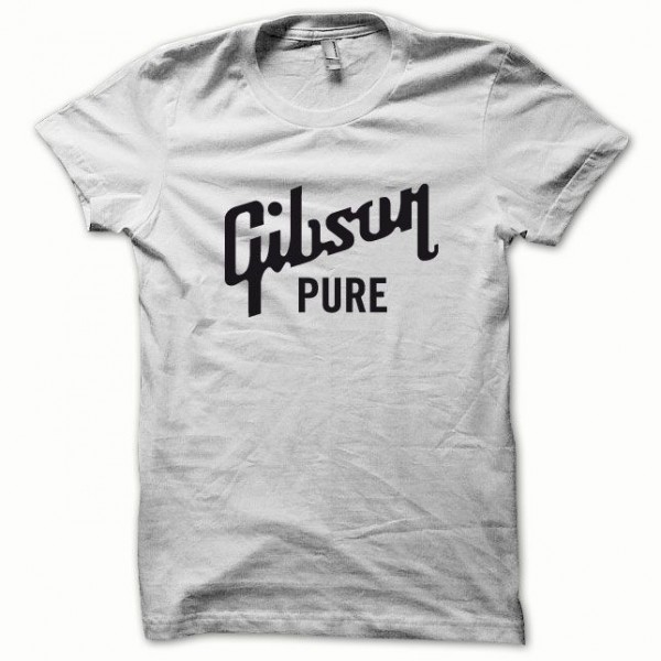 Tee shirt blanc avec logo Gibson Pure en noir.