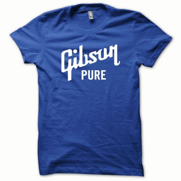 Tee shirt bleu Royal avec logo Gibson Pure en blanc.