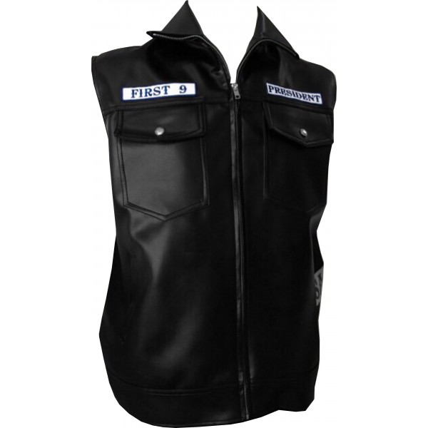 veste sons of anarchy cuir veritable et patchs brodés