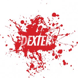 Camiseta del logotipo de Dexter en blanco mancha de sangre