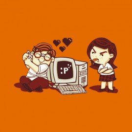 orange t-shirt geek love
