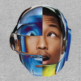 pharrell williams shirt with gray helmet daft punk