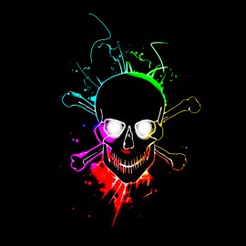 black t-shirt glowing skull