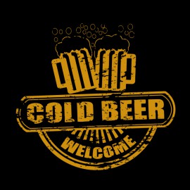 black tee shirt cold beer