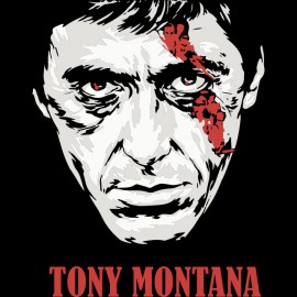 tee shirt tony montana cicatrice noir