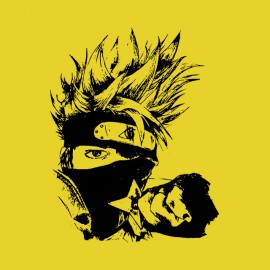 tee shirt kakashi naruto artistique jaune