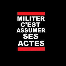 tee shirt militer assumer ses actes façon Run Dmc noir