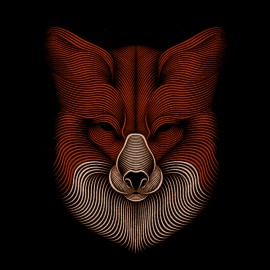 tee shirt fox design art noir