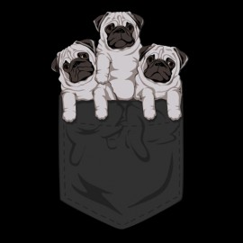 tee shirt pocket pug noir