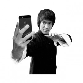 tee shirt Bruce Lee Selfie blanc