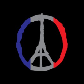 tee shirt paris pray peace noir