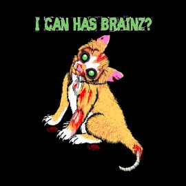 t-shirt cat zombie brains