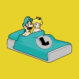 tee shirt luigi au lit avec peach