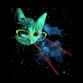 tee shirt chat de l espace rayons laser