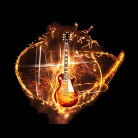 tee shirt gibson guitare fire