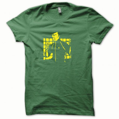 Tee shirt Bruce Lee jaune/vert bouteille