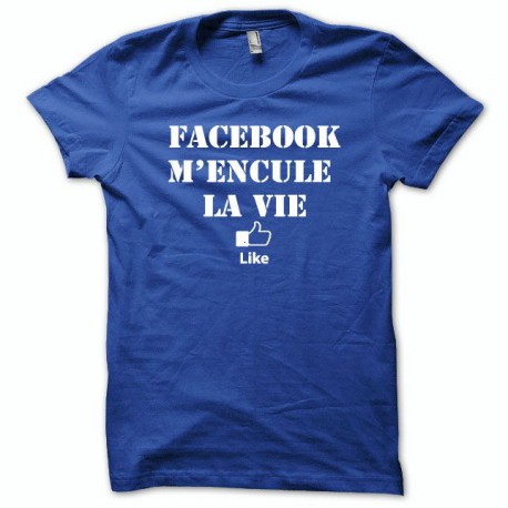 Parody Facebook t-shirt fuck my life white / royal