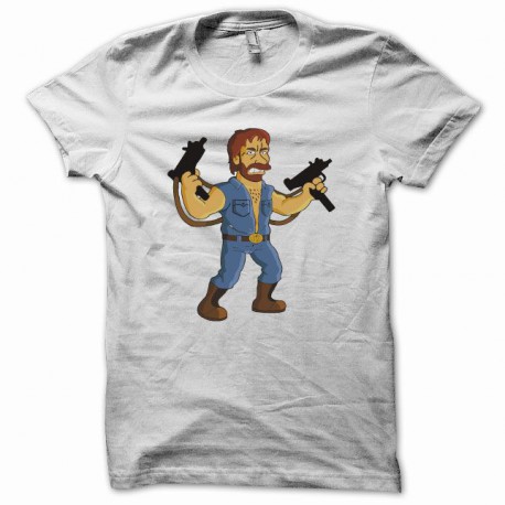 Tee shirt Parodie Homer simpson Chuck norris blanc