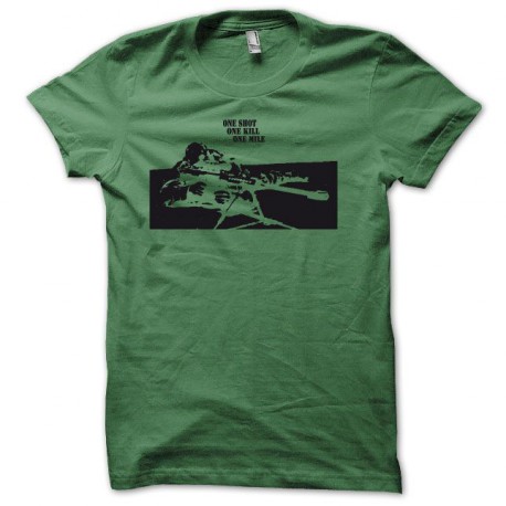 Tee shirt Sniper One shot one kill one mile noir/vert bouteille