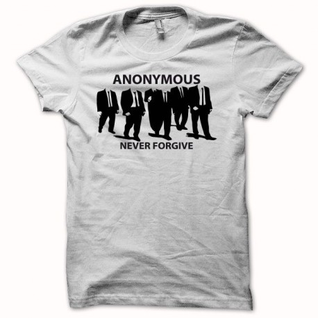 Tee shirt hacktivistes Anonymous never forgive blanc