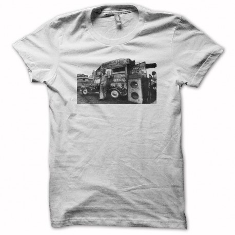 Tee shirt reggae sound system rastafarl blanc