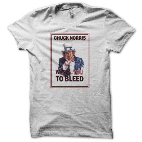 Tee shirt Chuck Norris wants you blanc