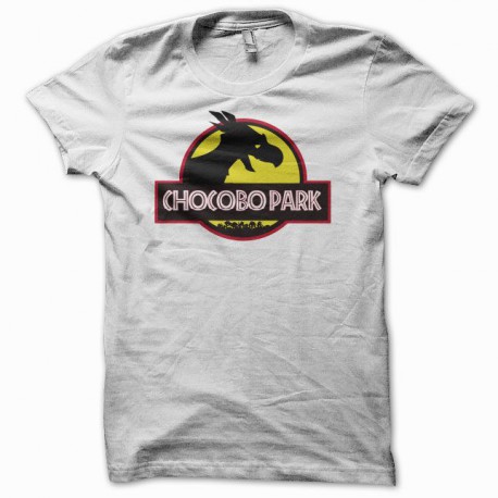 Tee shirt chocobo park parodie jurassic park blanc