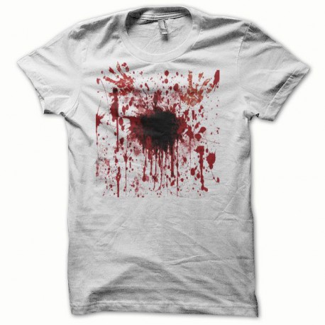 Tee shirt  giclée de sang éventration blanc