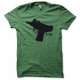 Tee shirt  pistolet mitrailleur UZI noir/vert bouteille