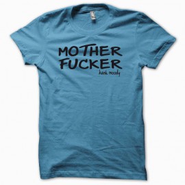 Camiseta Californication hank moody say mother fucker  negro/azul