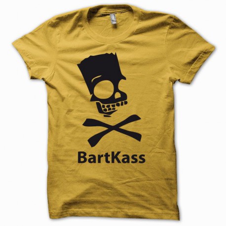 camiseta amarillo﻿ con logotipo Parodia bart simpson jackass Bartkass﻿ en negro