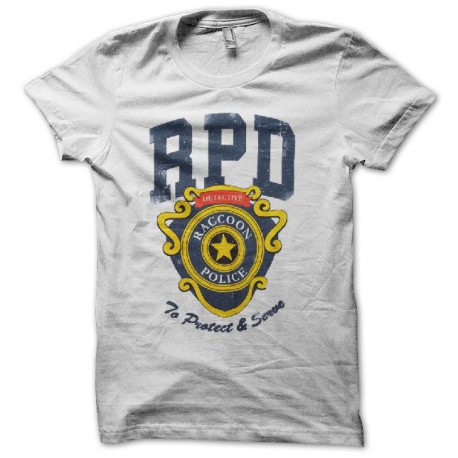 Tee shirt Raccoon Police S.T.A.R.S resident evil blanc