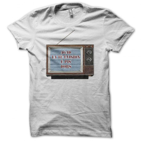 Tee shirt  Les Nuls agad la té'évision é pis dors blanc