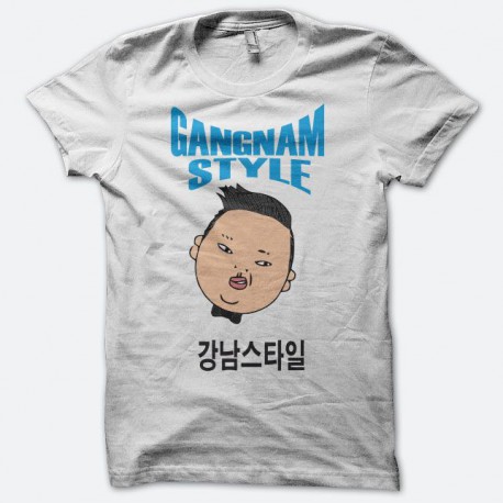 T-shirt  Gangnam Style head 강남 스타일 white