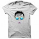 T-shirt  Gangnam Style head blue glasses 강남 스타일 white
