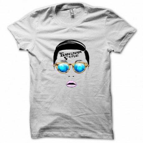 camiseta Gangnam Style cabeza  gafas azules 강남 스타일 blanco