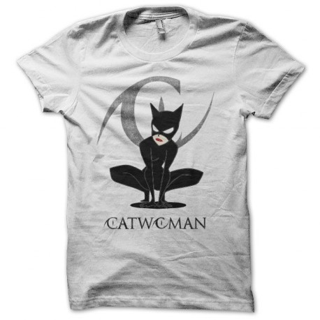 T-shirt catwoman grey logo white
