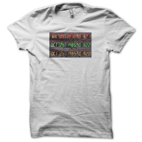 Tee shirt retour vers le futur cadran temporel blanc