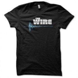 Tee shirt The Wire logo blanc/bleu sur noir