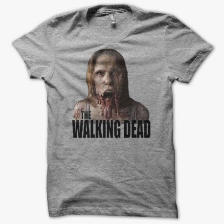 Tee shirt The Walking Dead zombie face gris