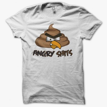 Tee shirt Angry Shits parodie Angry Birds blanc