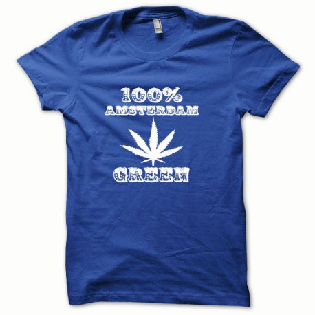 Tee shirt Marijuana Hemp Amsterdam blanc/bleu royal