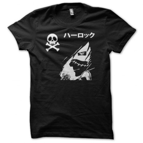 Tee shirt Albator ハーロック Hārokku profil blanc/noir