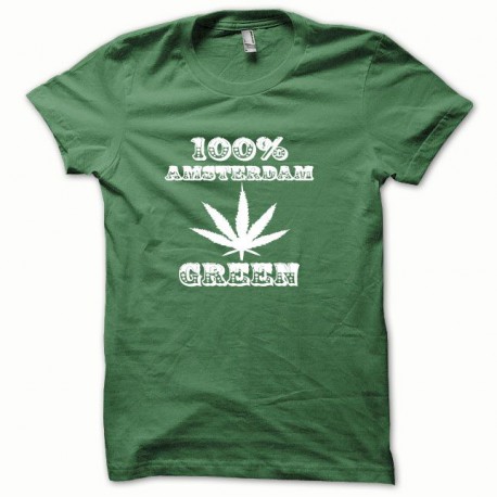 Tee shirt Marijuana Hemp Amsterdam blanc/vert bouteille