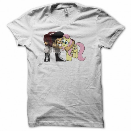 T-shirt Mr Satan Hercule vs polly poney ミスター・サタン dragon ball white