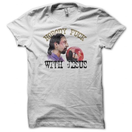 Camiseta El gran Lebowski nobody fuck with Jesus blanco