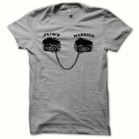 camiseta matrimonio just married gris