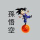 Tee shirt Son Goku boule de cristal 孫悟空 dragon ball gris