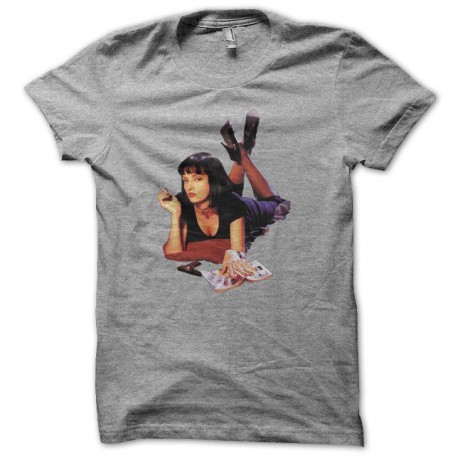 camiseta Pulp Fiction Mia Wallace Uma Thurman gris